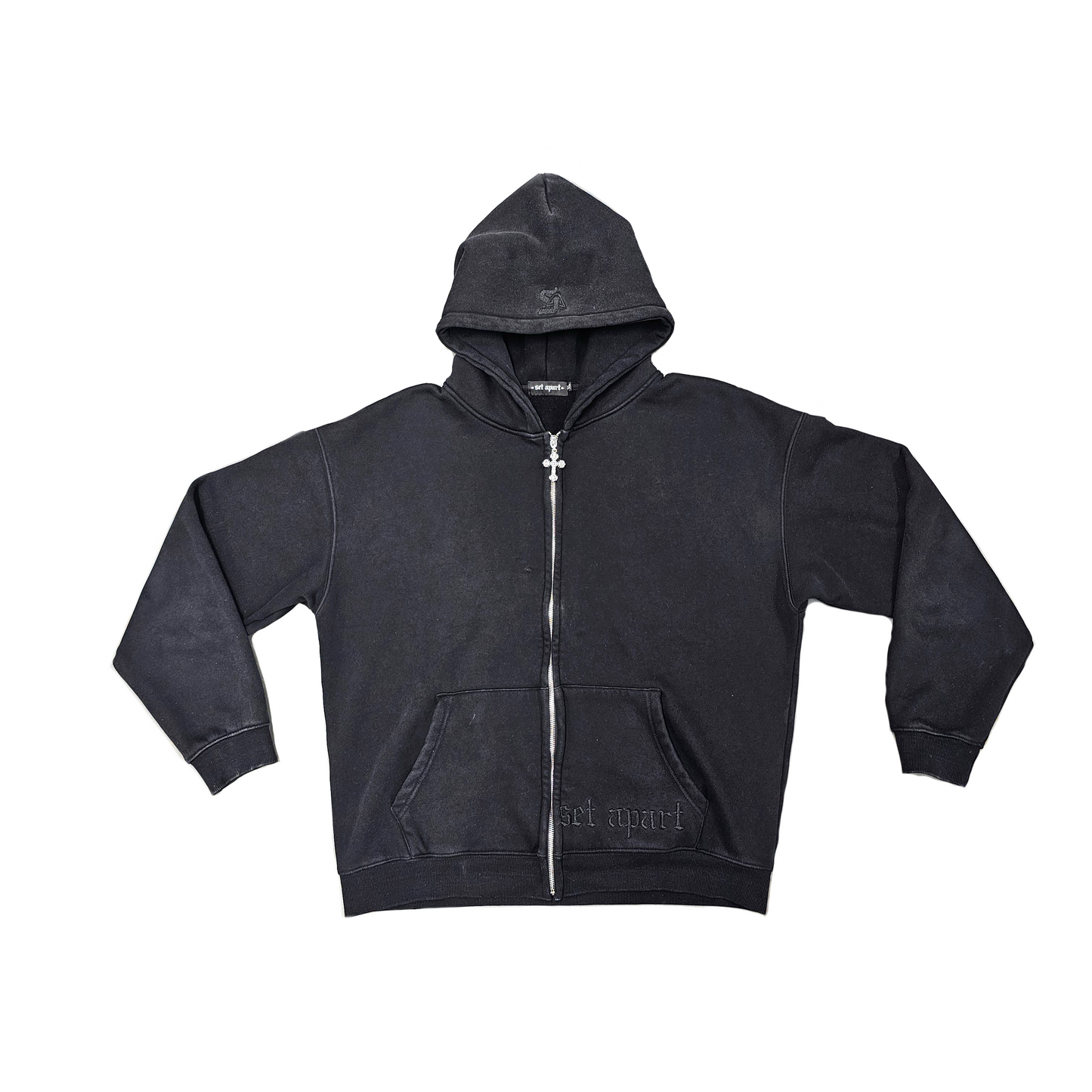 SET APART ZIP UP - CHARCOAL BLACK EMBROIDERY