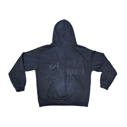 SET APART ZIP UP - CHARCOAL BLACK EMBROIDERY