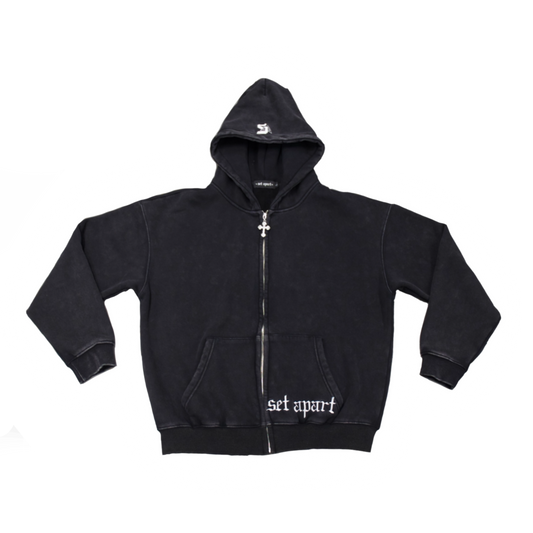 SET APART ZIP UP - CHALK WHITE EMBROIDERY