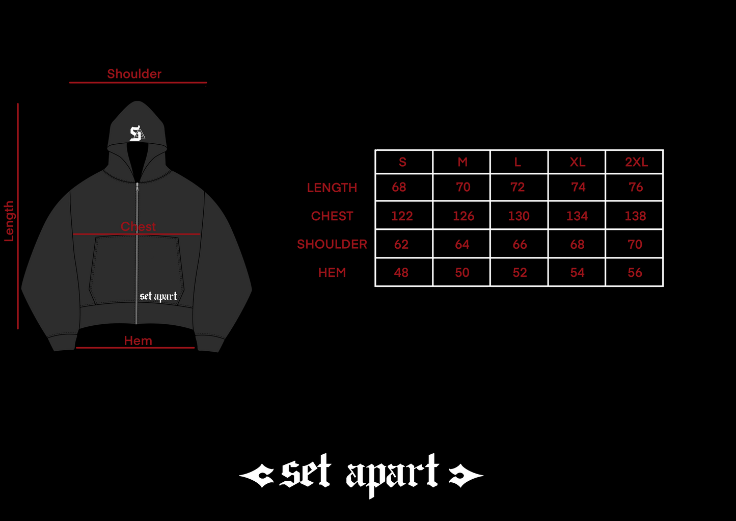 SET APART ZIP UP - CHARCOAL BLACK EMBROIDERY